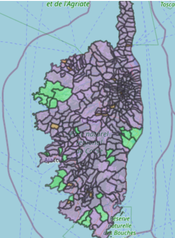 Communes de Corse en 1801